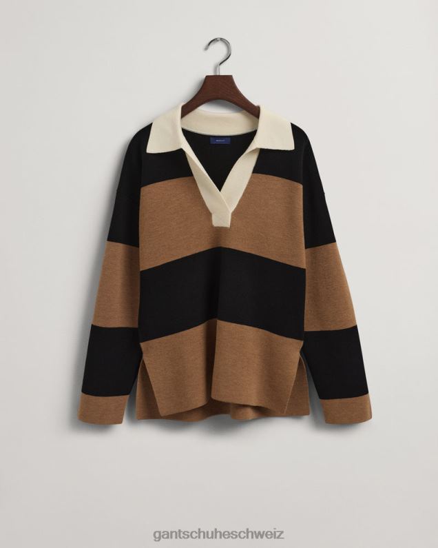 Frauen Gestreifter schwerer Rugger 0LP6X658 GANT geröstete Walnuss