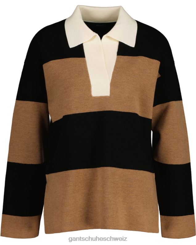 Frauen Gestreifter schwerer Rugger 0LP6X658 GANT geröstete Walnuss