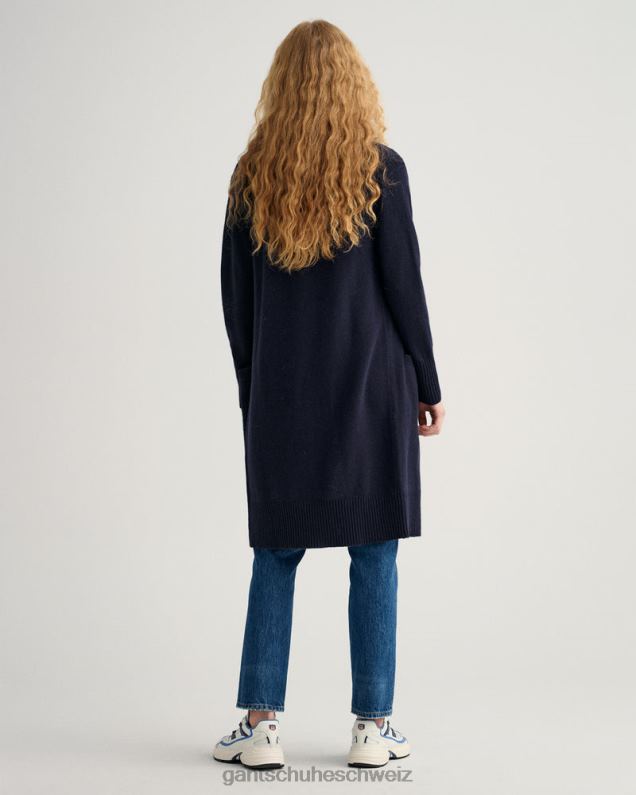 Frauen Lange Strickjacke aus Wolle 0LP6X688 GANT Abendblau