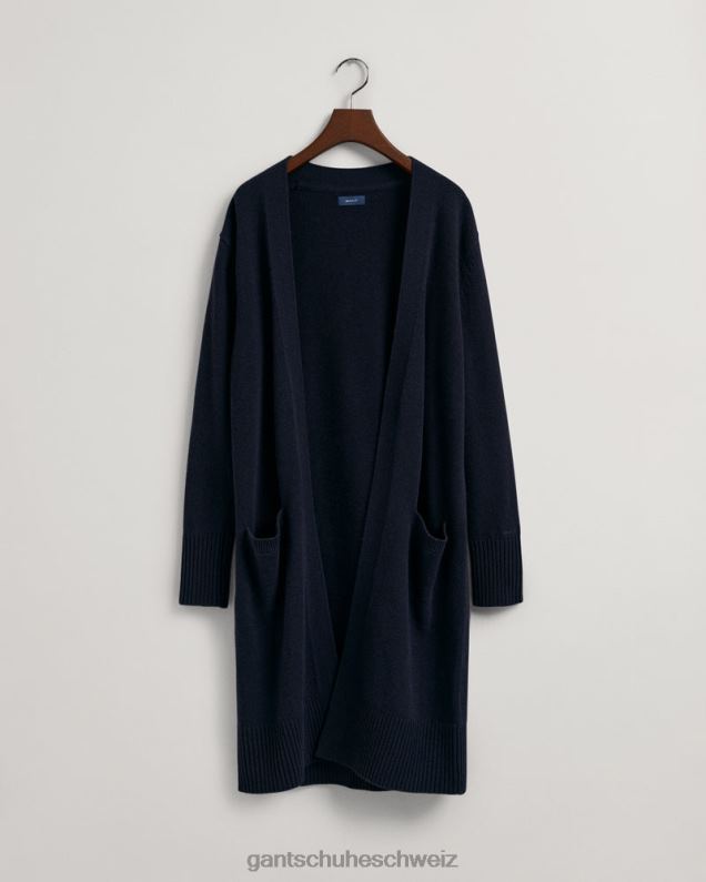 Frauen Lange Strickjacke aus Wolle 0LP6X688 GANT Abendblau