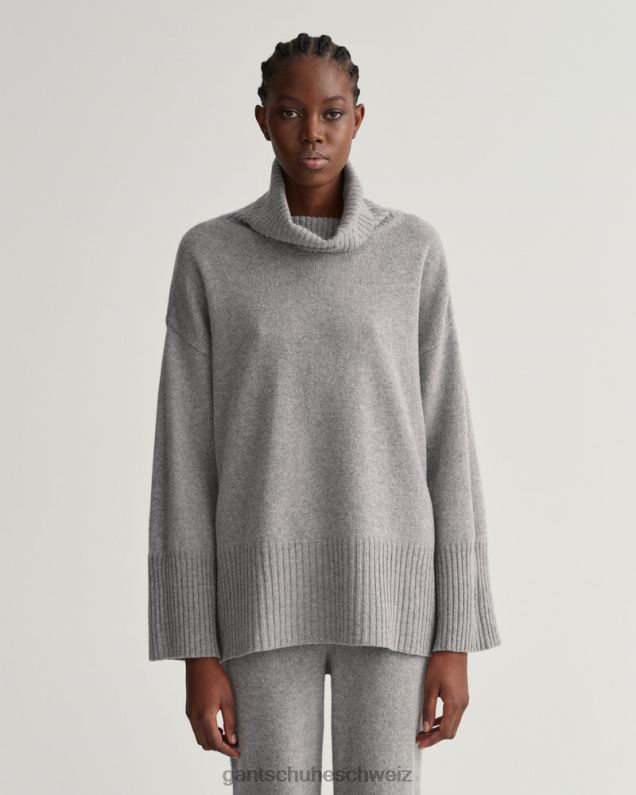 Frauen Lounge-Rollkragenpullover 0LP6X677 GANT graue Melange