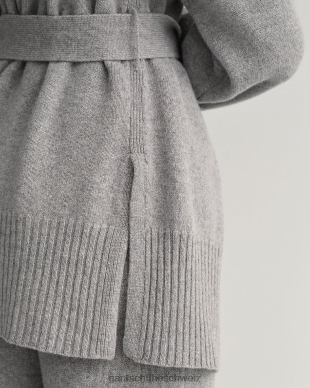 Frauen Lounge-Wickel-Cardigan 0LP6X696 GANT graue Melange