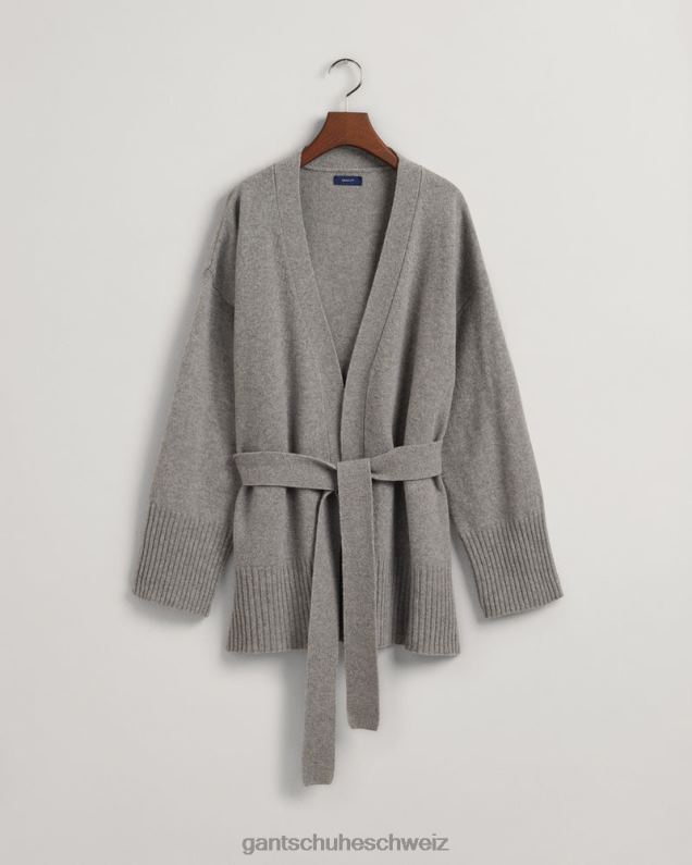 Frauen Lounge-Wickel-Cardigan 0LP6X696 GANT graue Melange