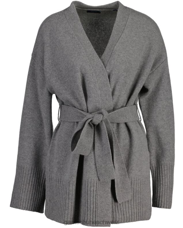 Frauen Lounge-Wickel-Cardigan 0LP6X696 GANT graue Melange