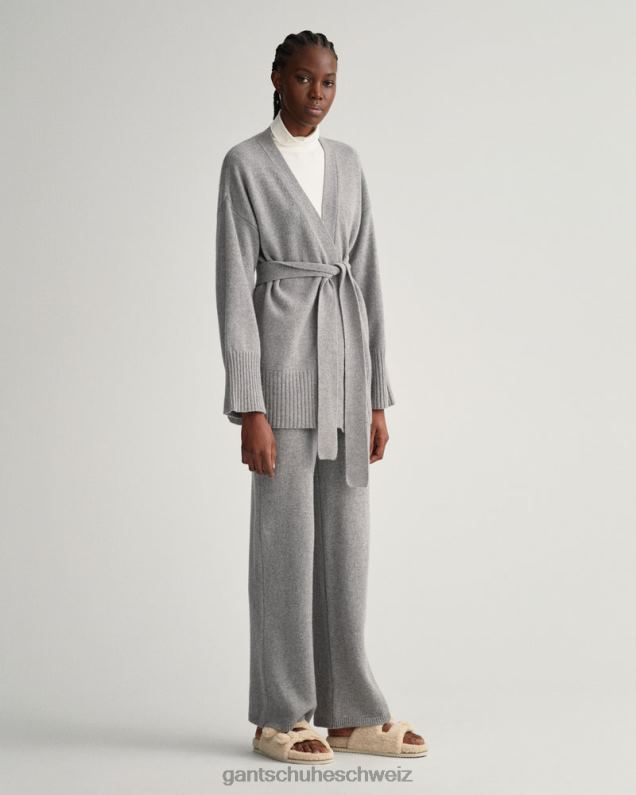 Frauen Lounge-Wickel-Cardigan 0LP6X696 GANT graue Melange