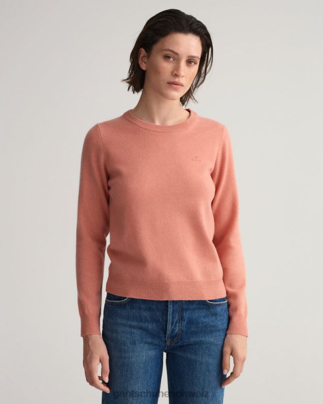 Frauen Pullover aus superfeiner Lammwolle mit Rundhalsausschnitt 0LP6X662 GANT Terrakottarosa