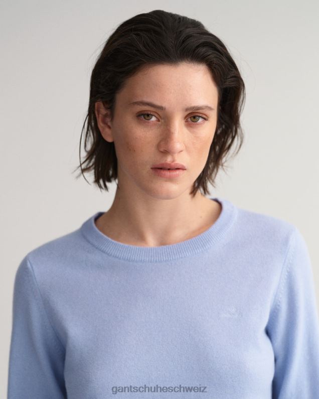 Frauen Pullover aus superfeiner Lammwolle mit Rundhalsausschnitt 0LP6X705 GANT blaue Glocke