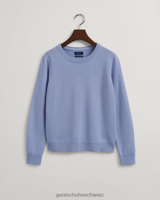 Frauen Pullover aus superfeiner Lammwolle mit Rundhalsausschnitt 0LP6X705 GANT blaue Glocke