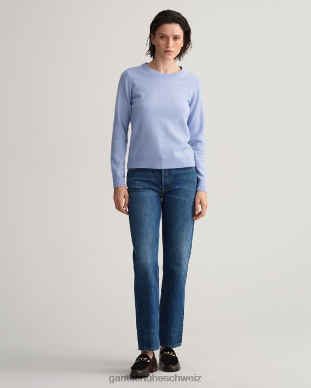 Frauen Pullover aus superfeiner Lammwolle mit Rundhalsausschnitt 0LP6X705 GANT blaue Glocke