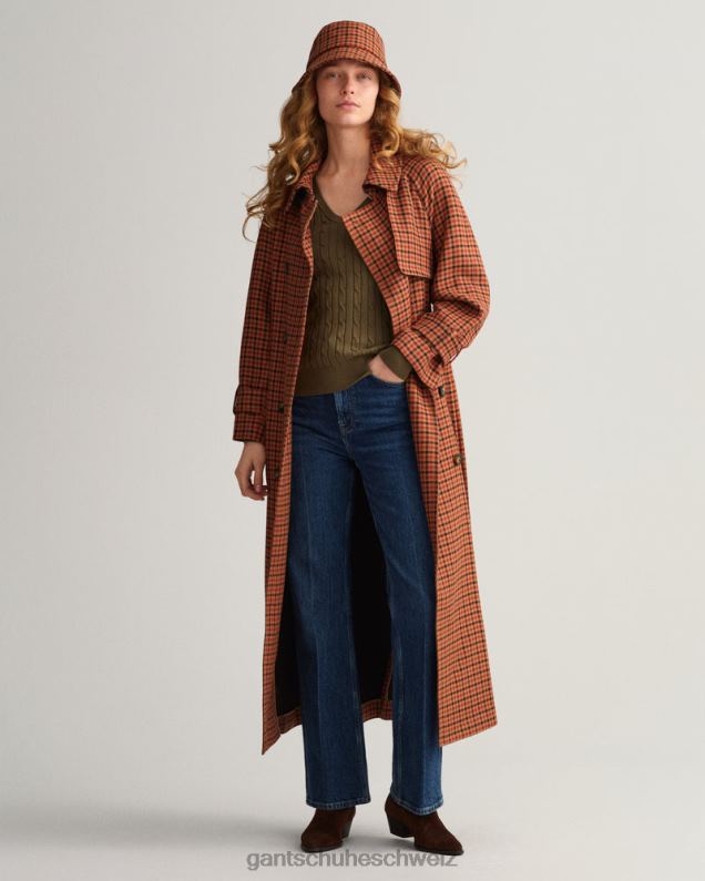 Frauen Pullover mit Zopfmuster und V-Ausschnitt aus Stretch-Baumwolle 0LP6X683 GANT jägergrün