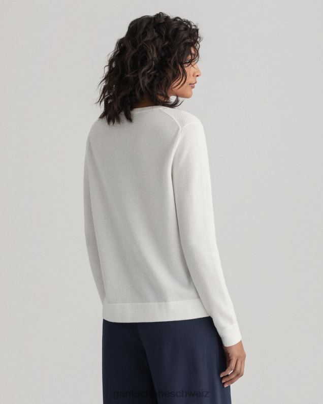 Frauen Rundhalspullover aus Baumwoll-Piqué 0LP6X692 GANT Eierschale