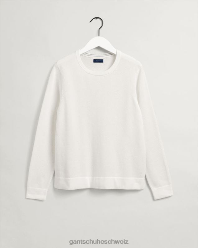 Frauen Rundhalspullover aus Baumwoll-Piqué 0LP6X692 GANT Eierschale