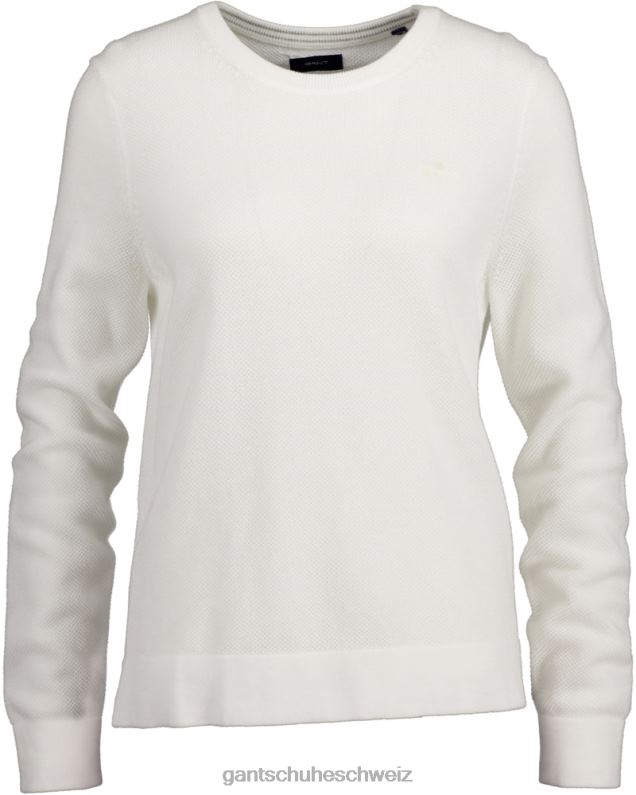 Frauen Rundhalspullover aus Baumwoll-Piqué 0LP6X692 GANT Eierschale