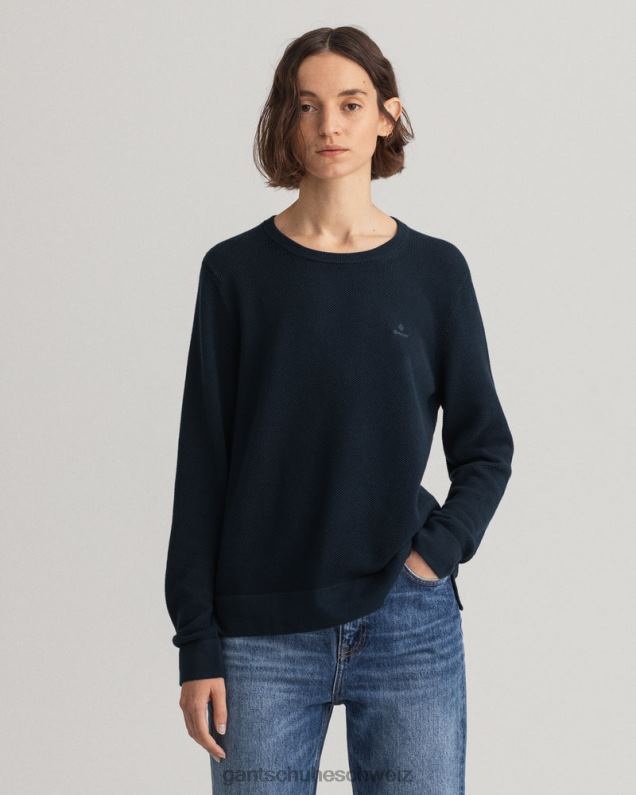 Frauen Rundhalspullover aus Baumwoll-Piqué 0LP6X698 GANT Abendblau