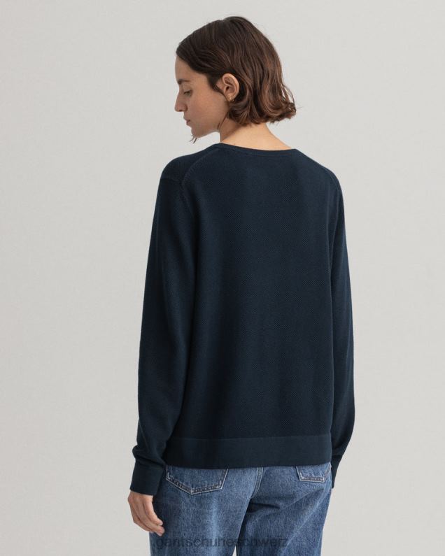 Frauen Rundhalspullover aus Baumwoll-Piqué 0LP6X698 GANT Abendblau