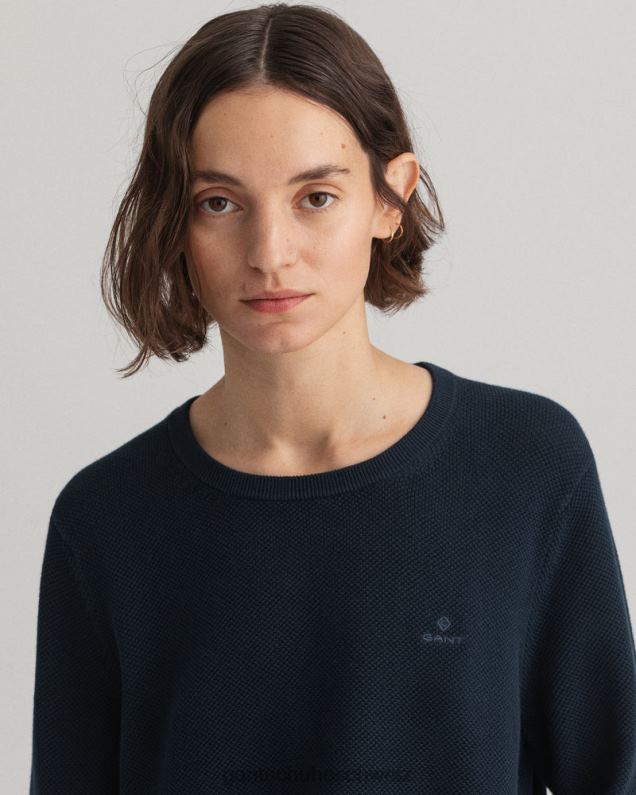 Frauen Rundhalspullover aus Baumwoll-Piqué 0LP6X698 GANT Abendblau