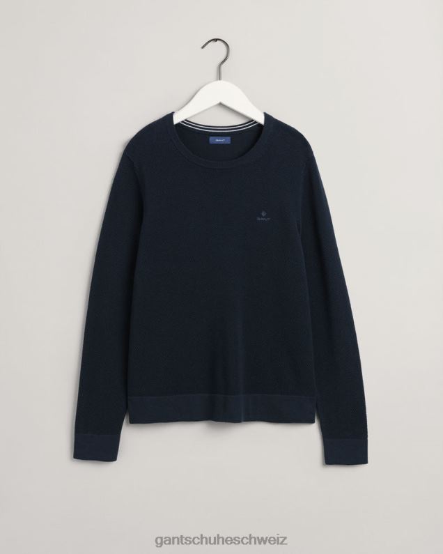 Frauen Rundhalspullover aus Baumwoll-Piqué 0LP6X698 GANT Abendblau