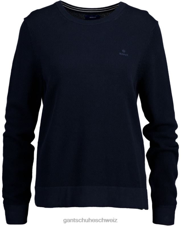 Frauen Rundhalspullover aus Baumwoll-Piqué 0LP6X698 GANT Abendblau