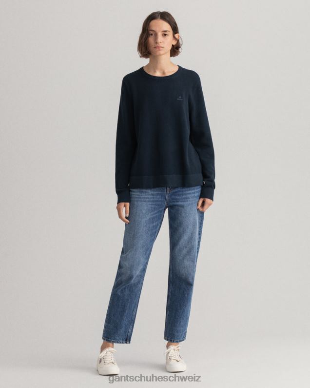 Frauen Rundhalspullover aus Baumwoll-Piqué 0LP6X698 GANT Abendblau