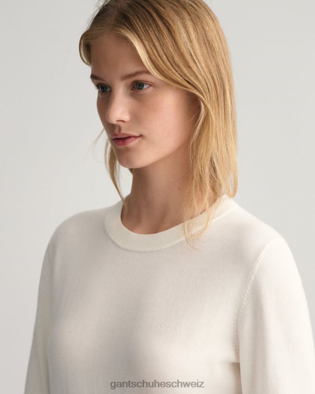 Frauen Rundhalspullover aus leichter Baumwolle 0LP6X680 GANT Eierschale