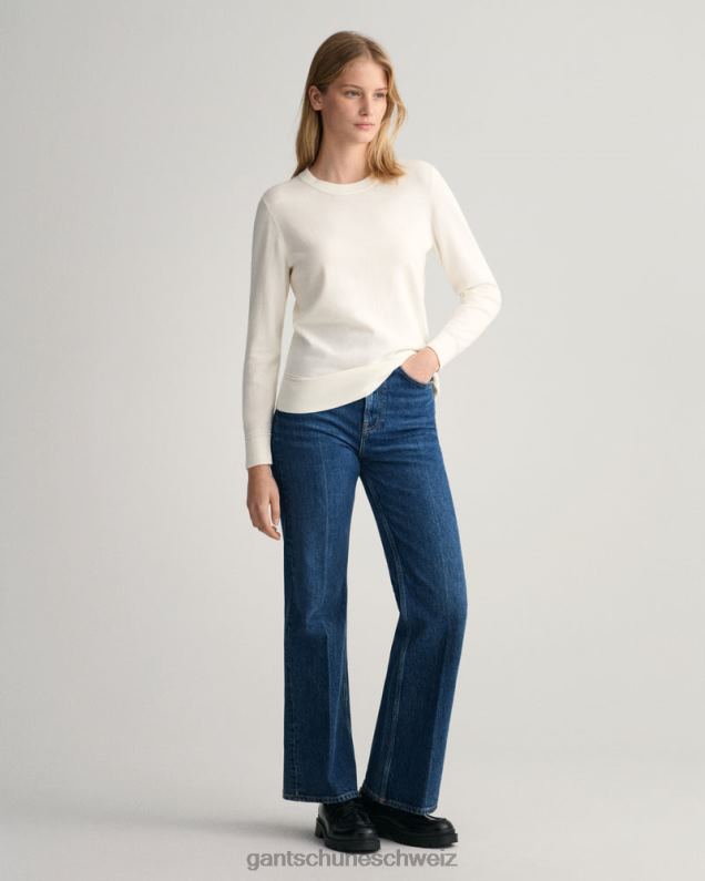 Frauen Rundhalspullover aus leichter Baumwolle 0LP6X680 GANT Eierschale