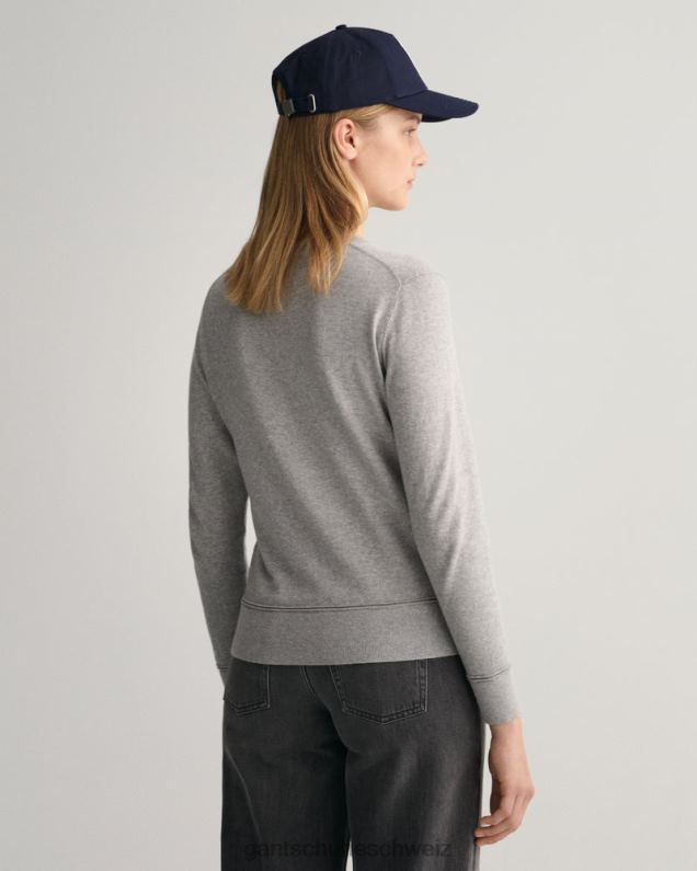 Frauen Rundhalspullover aus leichter Baumwolle 0LP6X681 GANT graue Melange