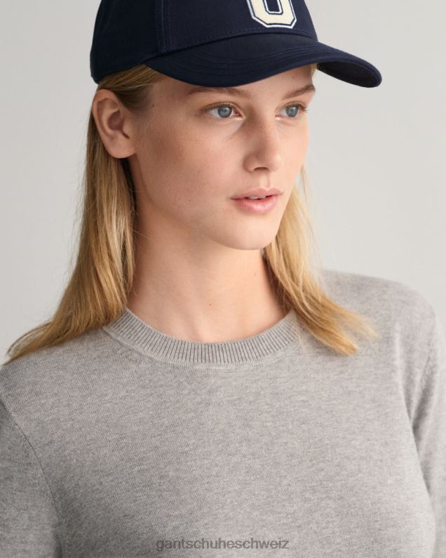 Frauen Rundhalspullover aus leichter Baumwolle 0LP6X681 GANT graue Melange