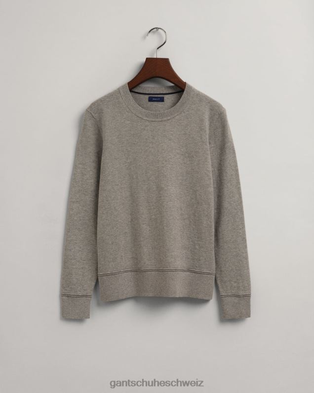 Frauen Rundhalspullover aus leichter Baumwolle 0LP6X681 GANT graue Melange