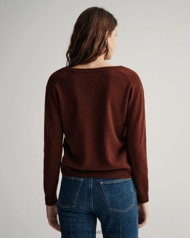 Frauen Superfeiner Lammwollpullover mit V-Ausschnitt 0LP6X661 GANT Kakaobohne