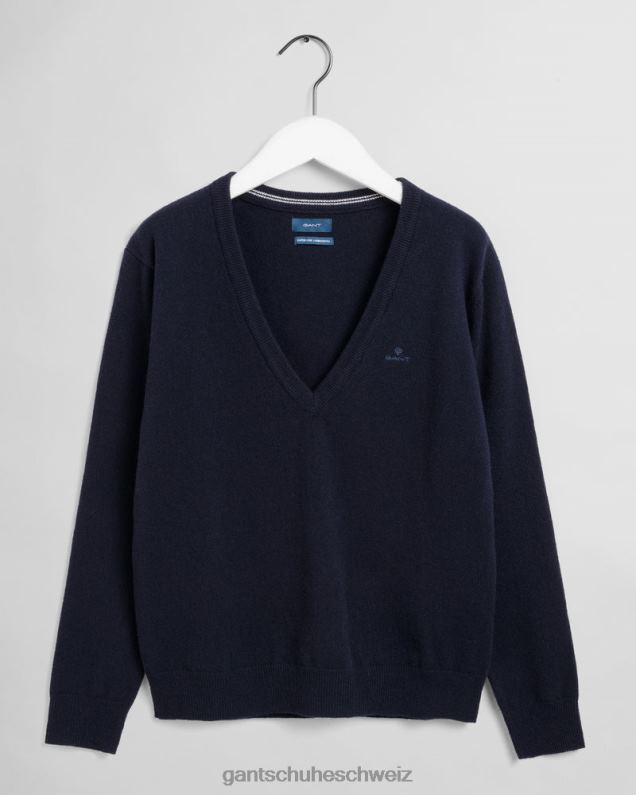 Frauen Superfeiner Lammwollpullover mit V-Ausschnitt 0LP6X695 GANT Abendblau