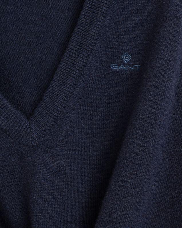 Frauen Superfeiner Lammwollpullover mit V-Ausschnitt 0LP6X695 GANT Abendblau