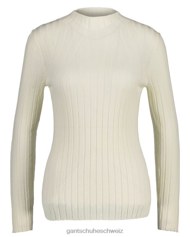 Frauen geripptes Strickoberteil 0LP6X671 GANT Creme