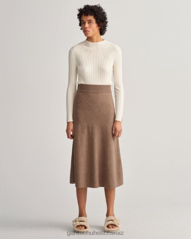 Frauen geripptes Strickoberteil 0LP6X671 GANT Creme