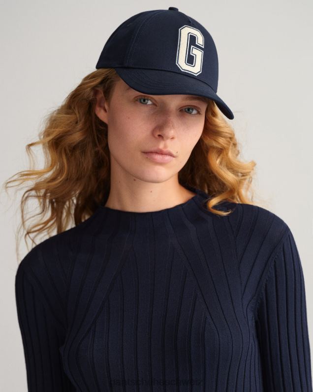 Frauen geripptes Strickoberteil 0LP6X697 GANT Abendblau