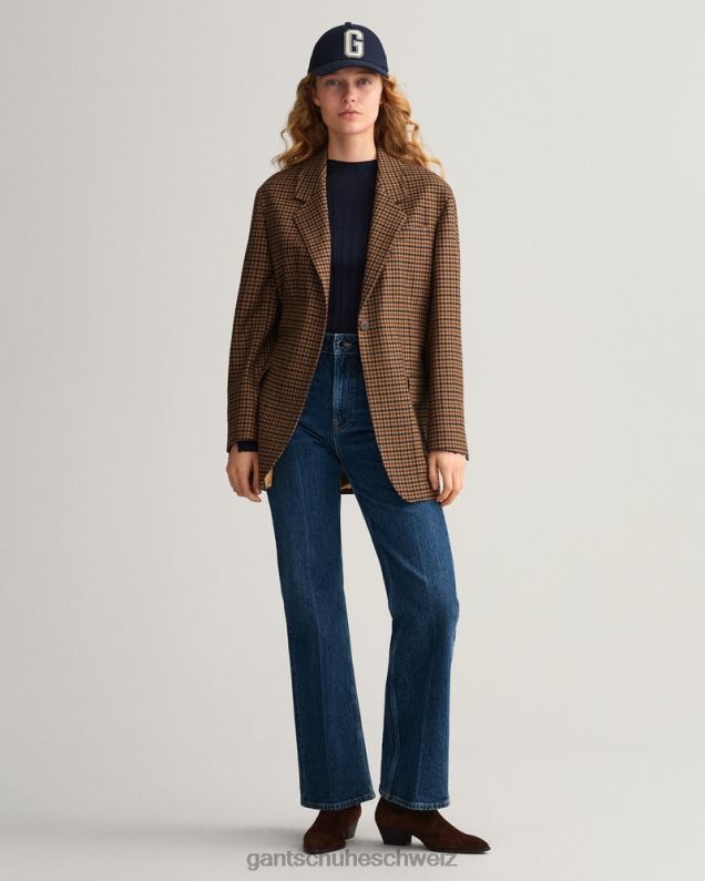 Frauen geripptes Strickoberteil 0LP6X697 GANT Abendblau