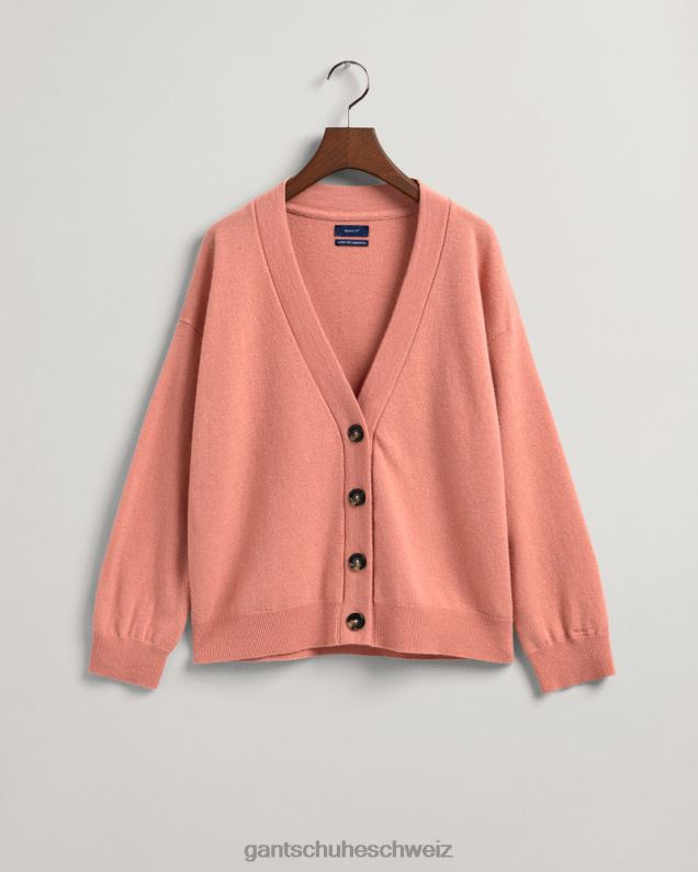 Frauen superfeine Strickjacke aus Lammwolle 0LP6X684 GANT Terrakottarosa