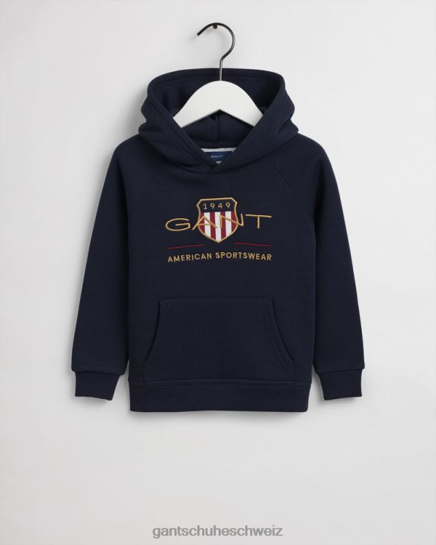 Jugend Archiv-Schild-Kapuzenpullover für Kinder 0LP6X861 GANT Abendblau