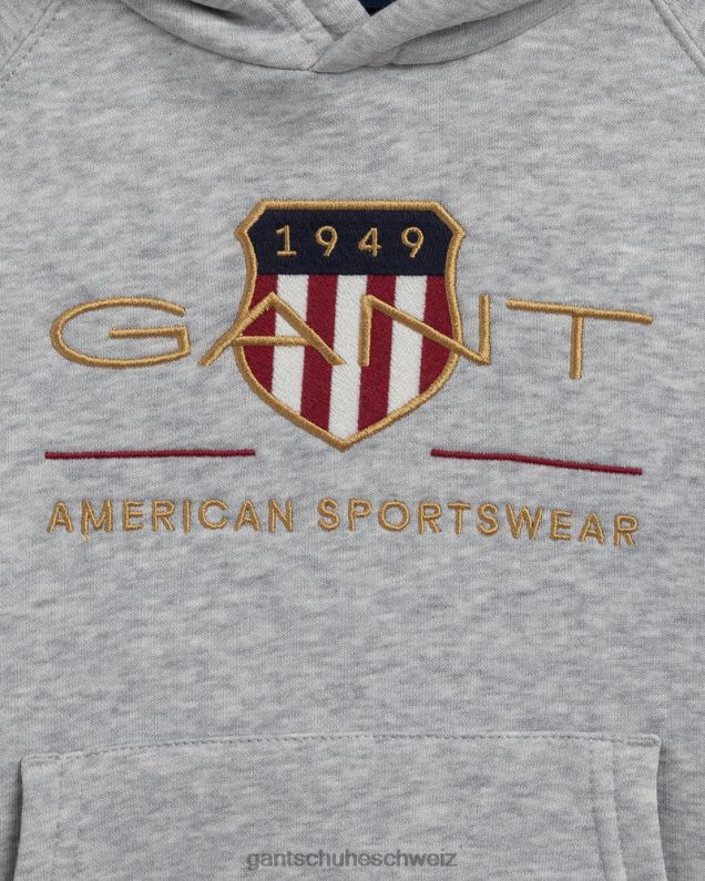 Jugend Archiv-Schild-Kapuzenpullover für Kinder 0LP6X864 GANT hellgrau meliert