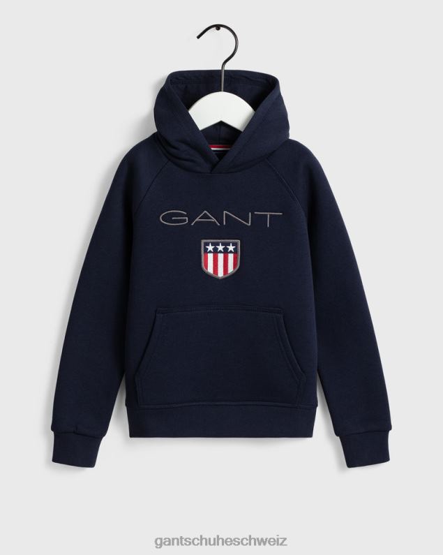 Jugend Kapuzenpullover mit Schild für Kinder 0LP6X867 GANT Abendblau