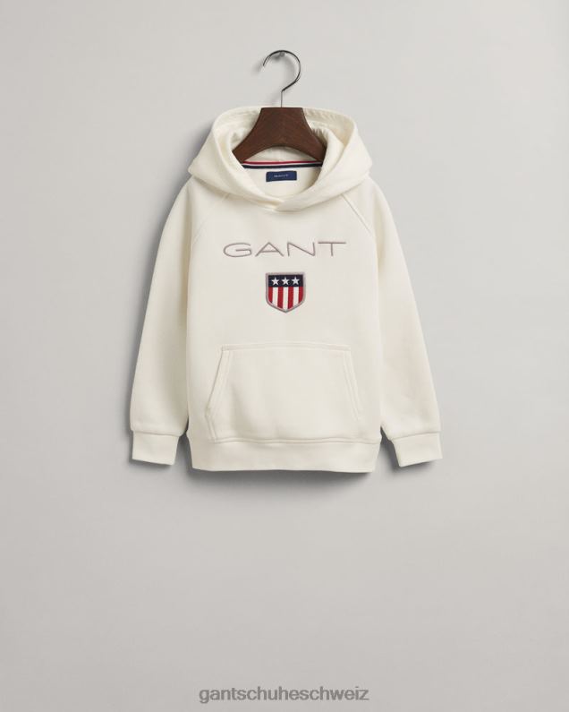 Jugend Kapuzenpullover mit Schild für Kinder 0LP6X868 GANT Eierschale