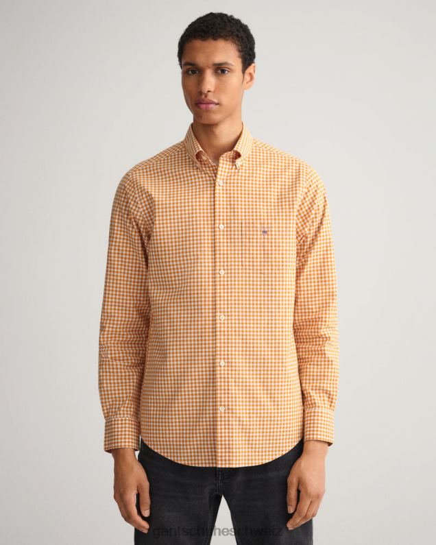 Männer Regular-Fit-Hemd aus Wollstoff mit Gingham-Karomuster 0LP6X56 GANT dunkles Senforange
