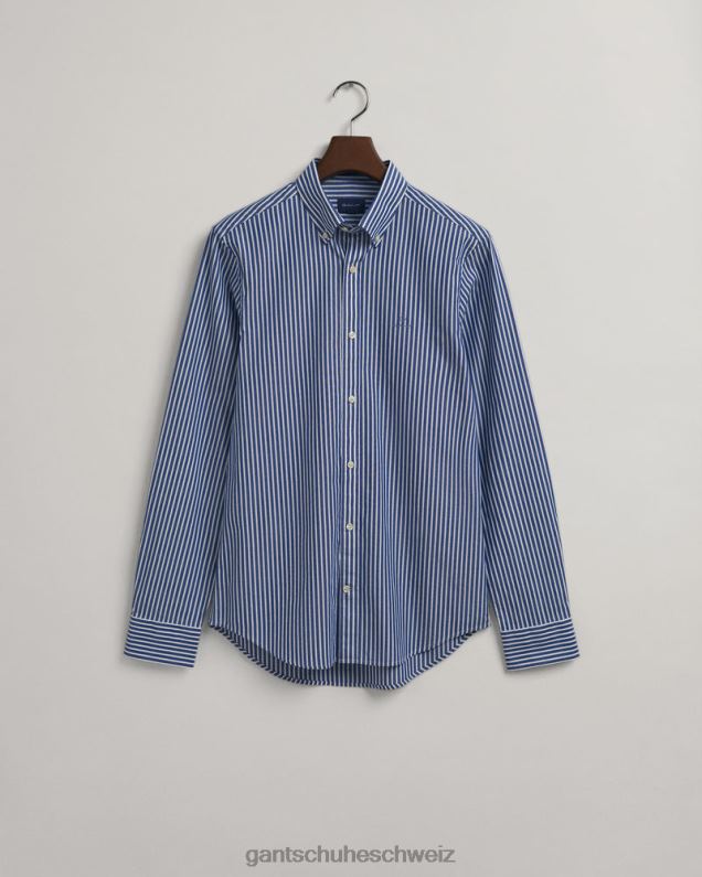 Männer Schmal geschnittenes, gestreiftes Breitstoffhemd 0LP6X71 GANT College-Blau
