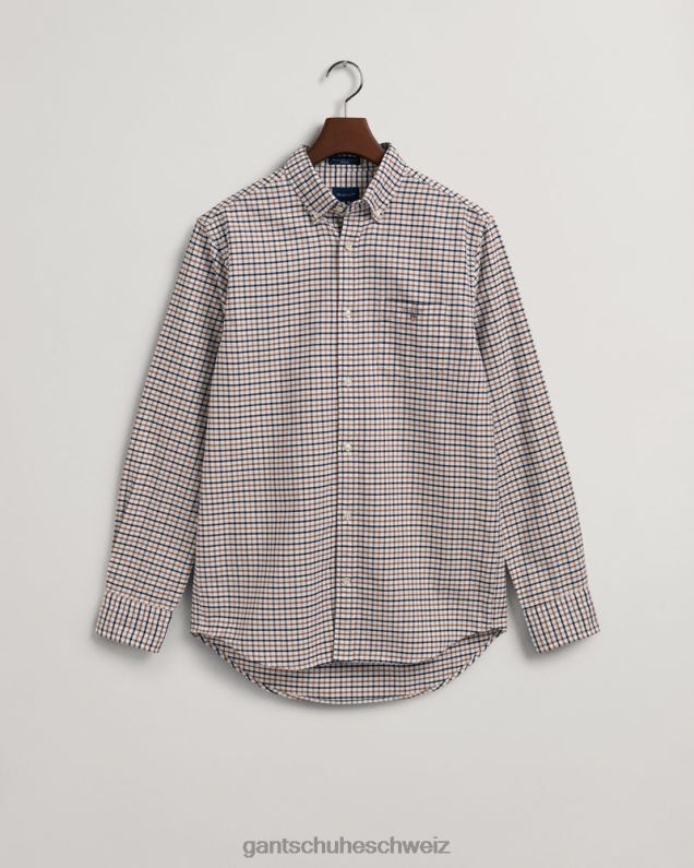 Männer Tattersall-Oxford-Hemd mit normaler Passform 0LP6X24 GANT geröstete Walnuss
