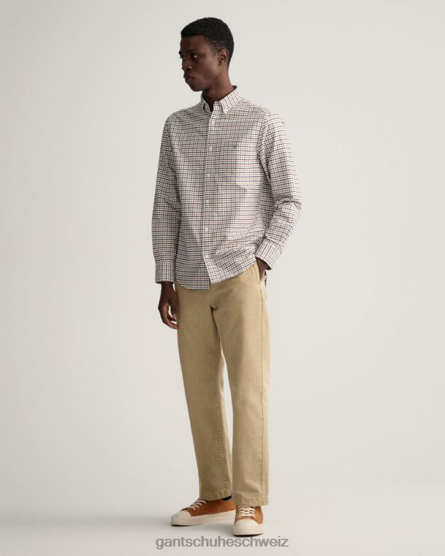 Männer Tattersall-Oxford-Hemd mit normaler Passform 0LP6X24 GANT geröstete Walnuss