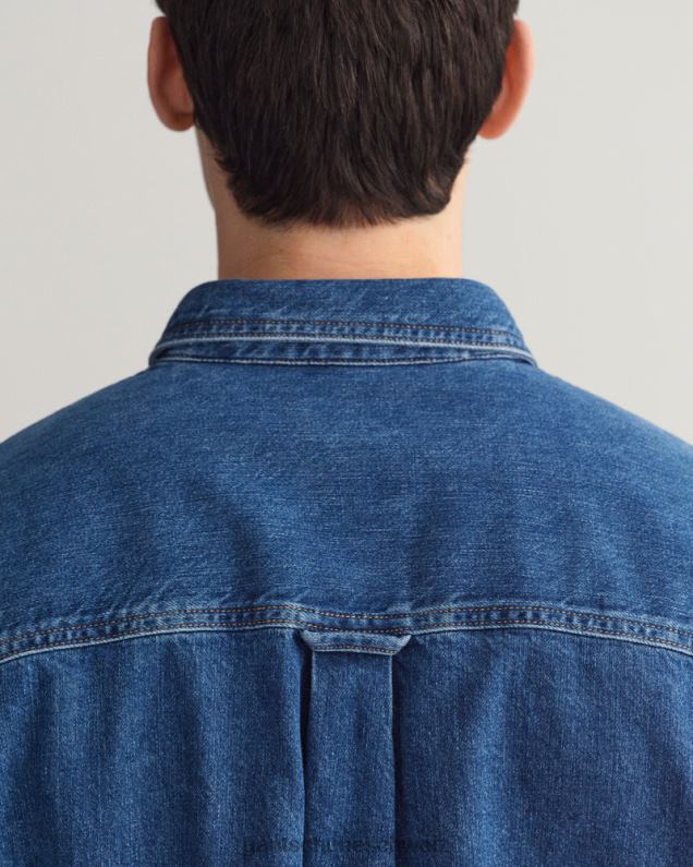 Männer Übergroßes Jeans-Twill-Hemd 0LP6X19 GANT Mittelblau getragen