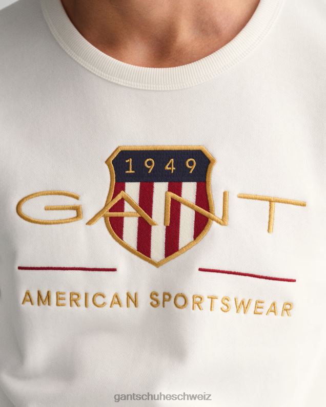 Männer Archiv-Schild-Sweatshirt mit Rundhalsausschnitt 0LP6X264 GANT Eierschale