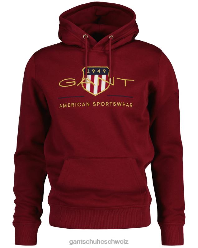 Männer Archive Shield Kapuzenpullover 0LP6X233 GANT prall rot