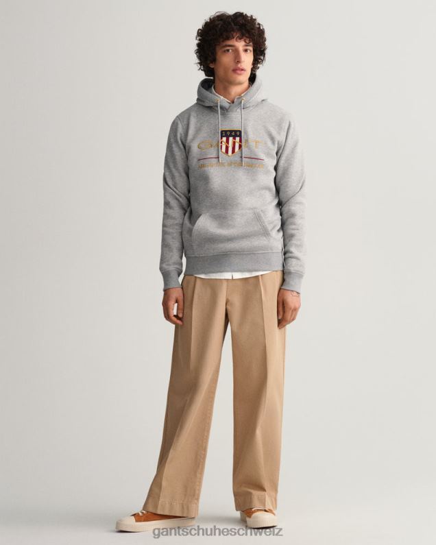 Männer Archive Shield Kapuzenpullover 0LP6X235 GANT graue Melange