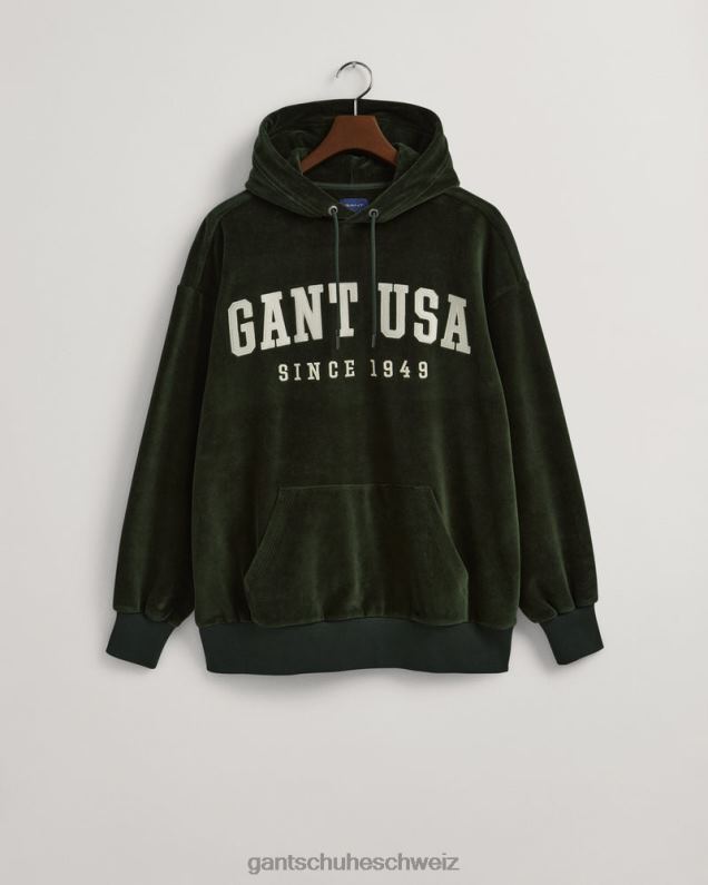 Männer Kapuzenpullover aus Velours 0LP6X229 GANT Sturmgrün