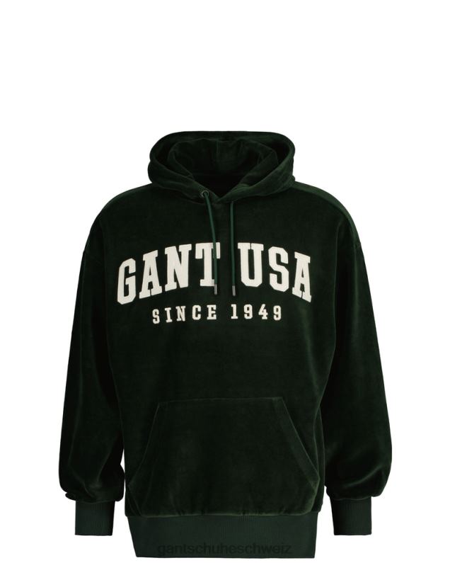 Männer Kapuzenpullover aus Velours 0LP6X229 GANT Sturmgrün